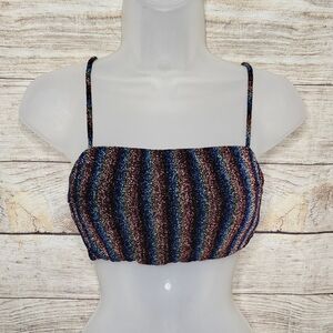 Shop 17 rainbow ombre Sparkly tie back bandeau tank top
